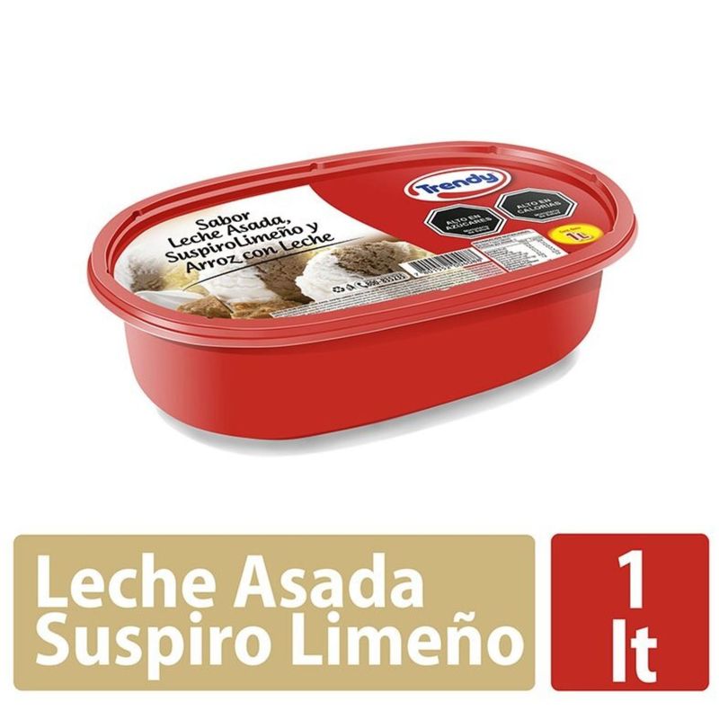 TRENDY - Helado de Leche Sabor Leche Asada y Suspiro Limeño Cassata Trendy 1 L