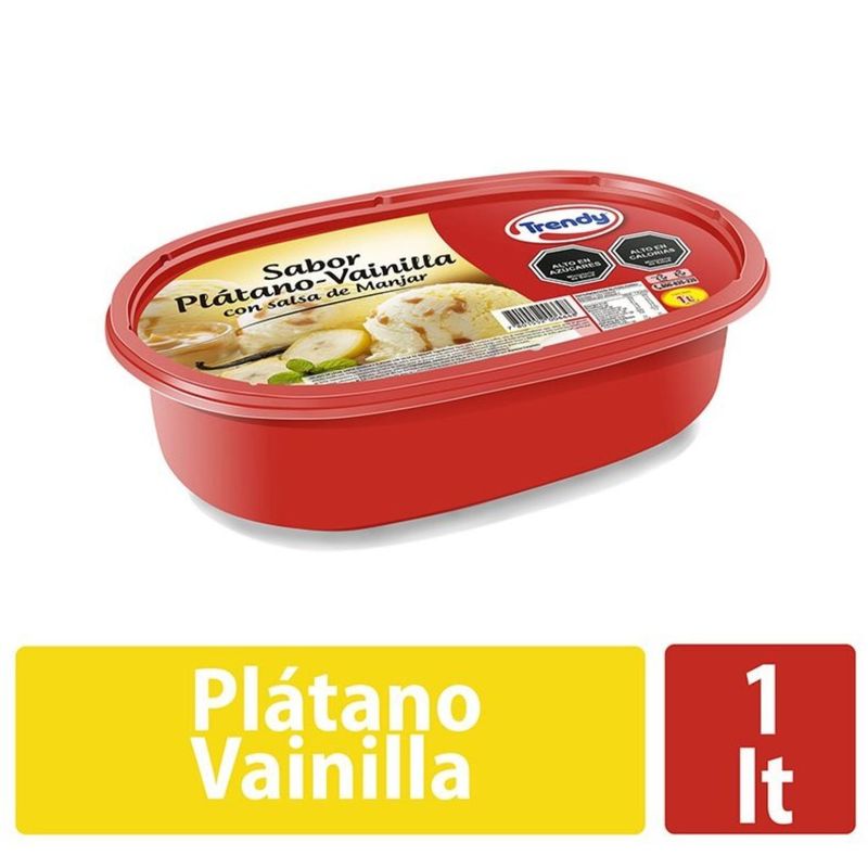 TRENDY - Helado de Leche Sabor Plátano Vainilla Cassata Trendy 1 L