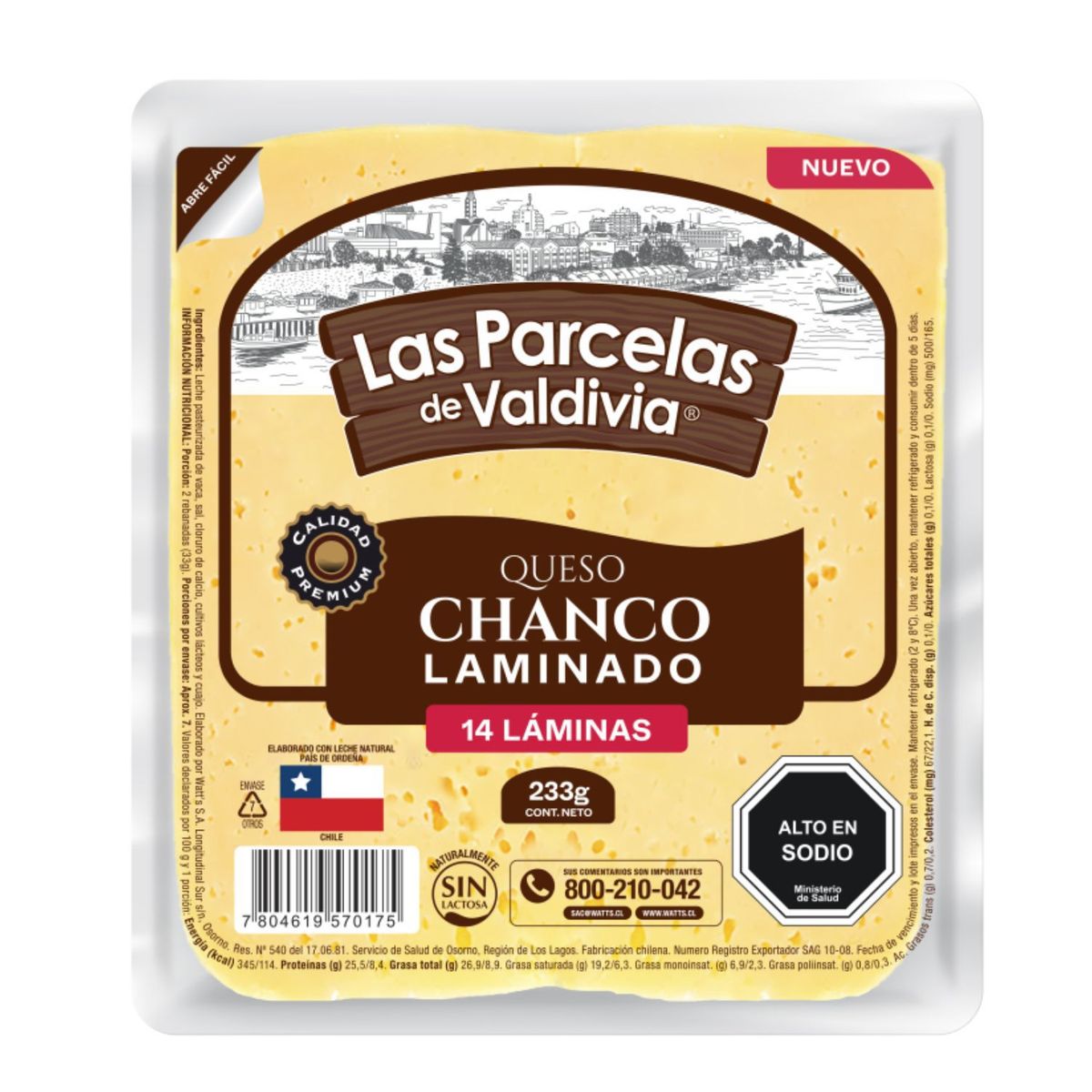 LAS PARCELAS DE VALDIVIA - Queso Chanco Laminado Las Parcelas de Valdivia 233 g