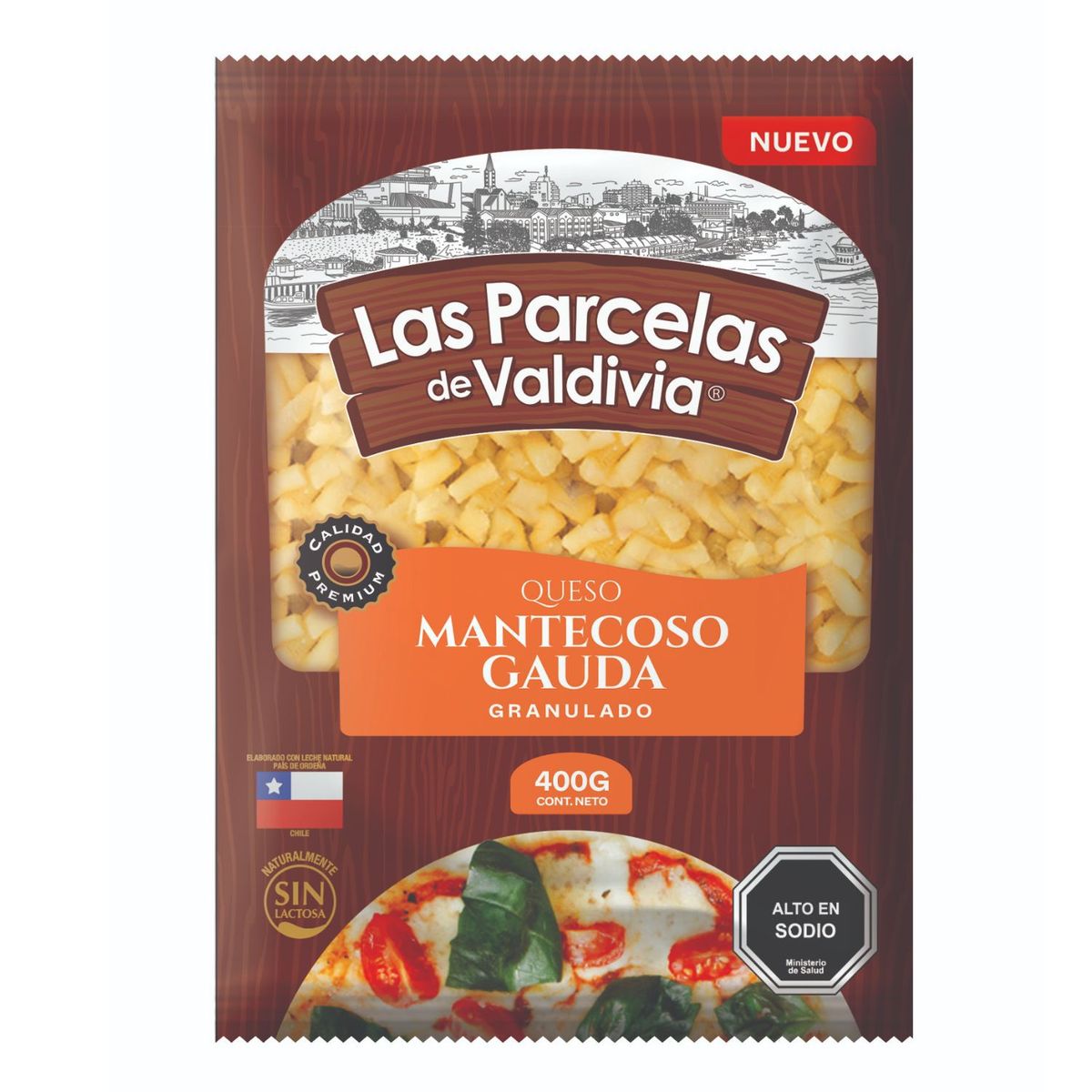 LAS PARCELAS DE VALDIVIA - Queso Mantecoso Gauda Granulado Las Parcelas de Valdivia 400 g