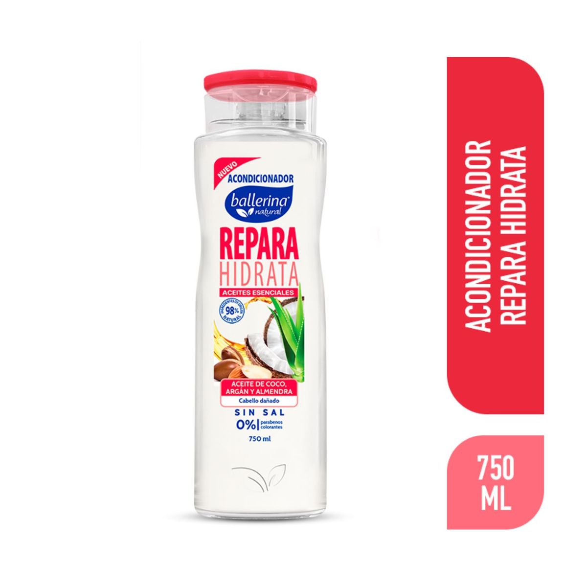 BALLERINA - Acondicionador Reparación Aceite de Coco Argán y Almendra Ballerina 750 ml
