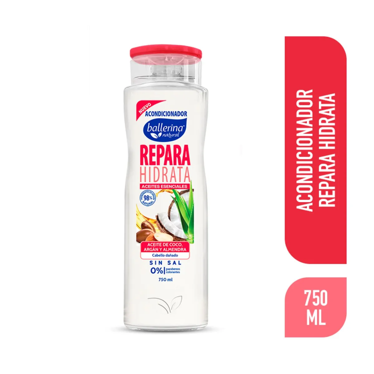 BALLERINA - Acondicionador Reparación Aceite de Coco Argán y Almendra Ballerina 750 ml