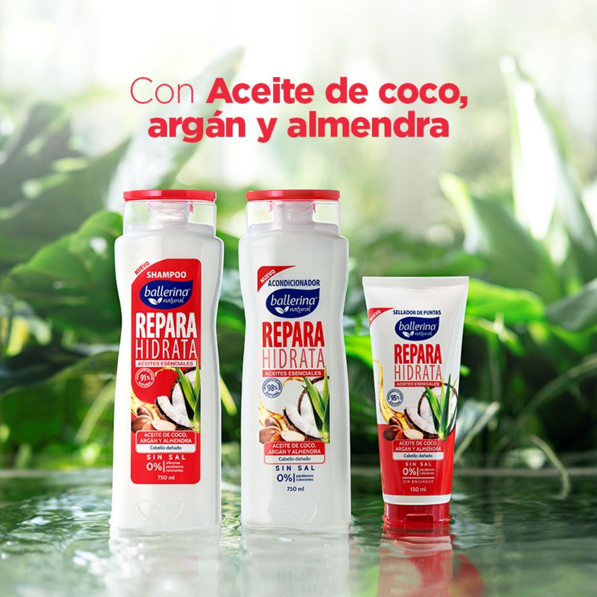 BALLERINA - Acondicionador Reparación Aceite de Coco Argán y Almendra Ballerina 750 ml