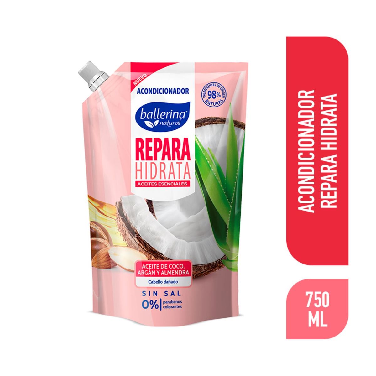 BALLERINA - Acondicionador Ballerina Reparación Aceite de Coco Argán y Almendra 750 ml