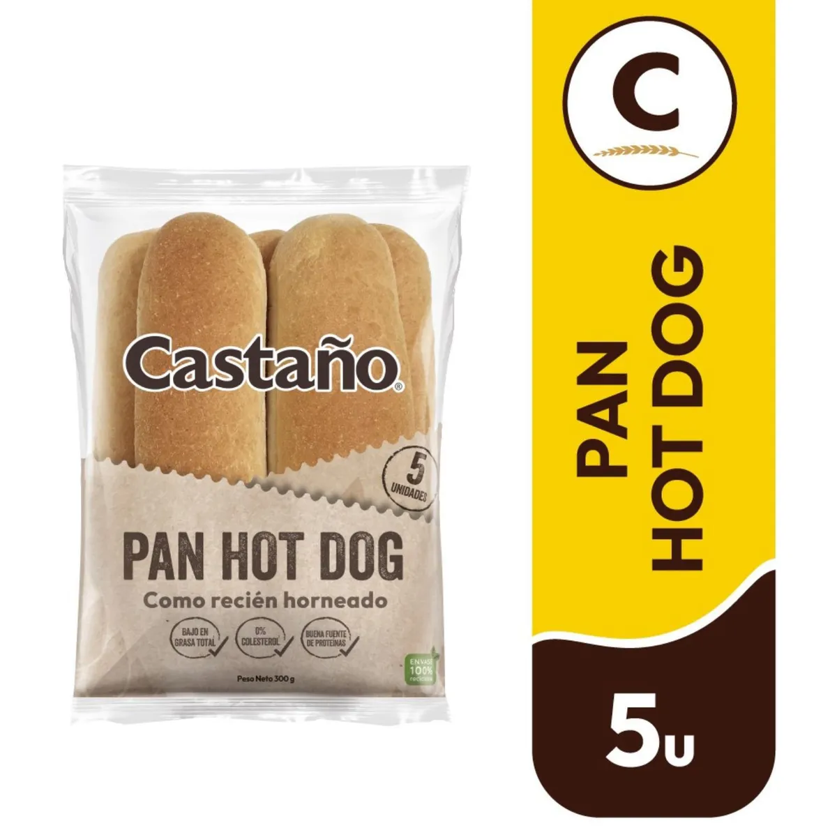CASTAÑO - Pan Hot Dog Castaño 300 g