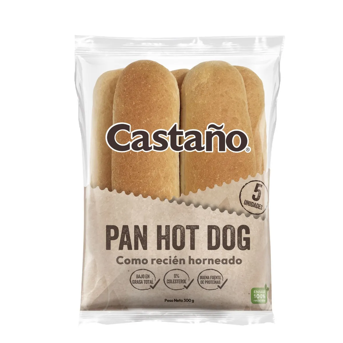 CASTAÑO - Pan Hot Dog Castaño 300 g
