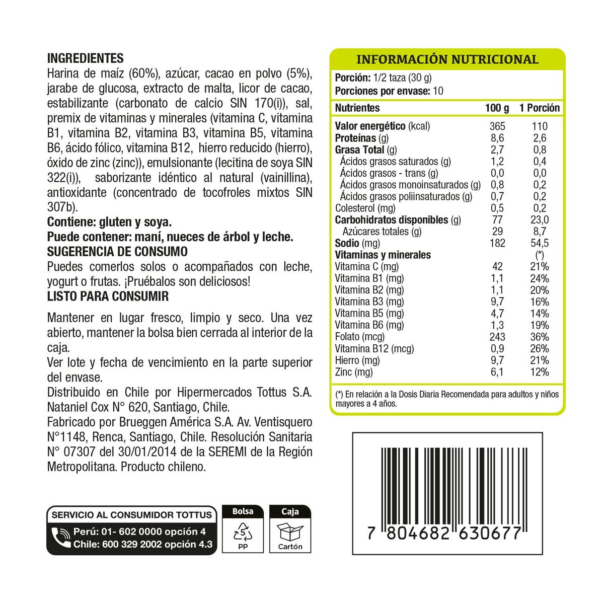 TOTTUS - Cereal Bolitas de Chocolate Tottus 300 g