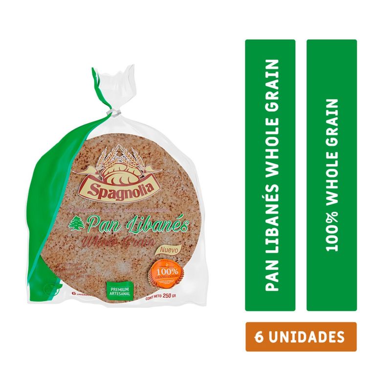 SPAGNOLIA - Pan Libanes Whole Grain Spagnolia 6 Un