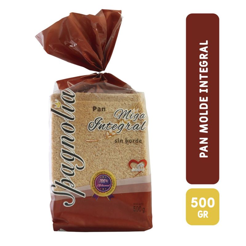 SPAGNOLIA - Pan de Molde Miga Integral Sin Borde Spagnolia 500 g
