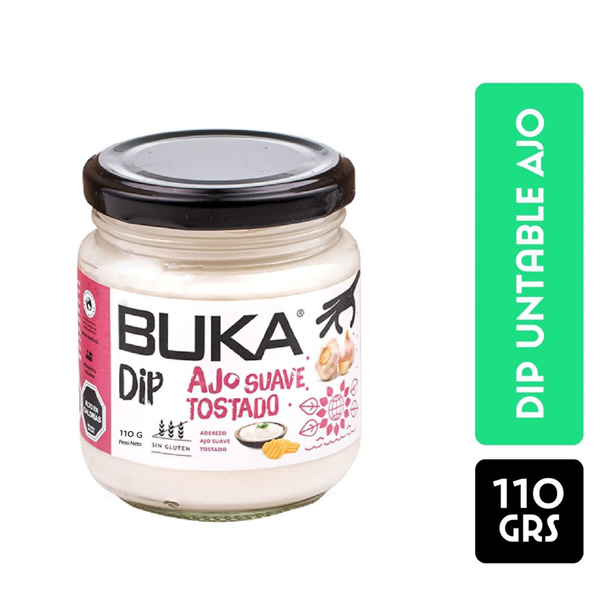 BUKA - Aderezo Dip Untable Sabor Ajo Tostado Buka 110 g
