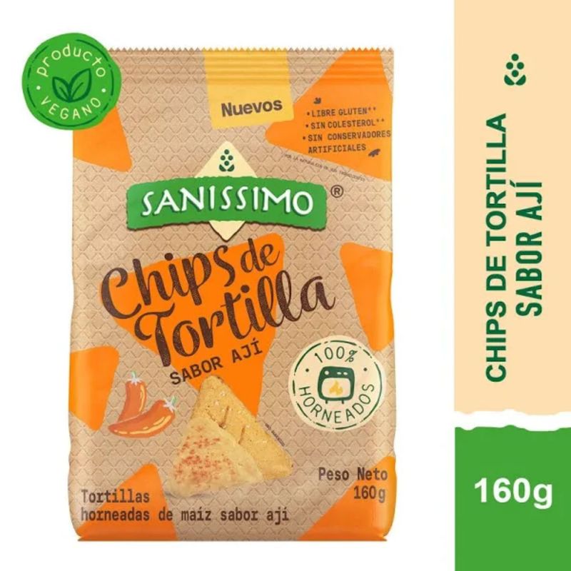 SANISSIMO - Chips de Tortilla de Maiz Sabor Ají Sanissimo 160 g