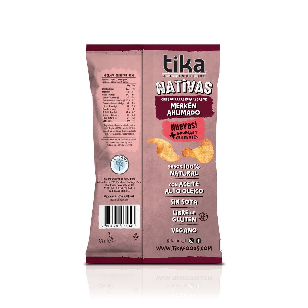 TIKA - Papas Fritas Nativas Sabor Merkén Ahumado Tika 150 g