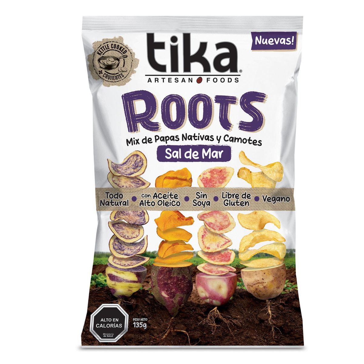 TIKA - Mix de Papas Fritas Nativas y Camote Roots con Sal de Mar Tika 135 g