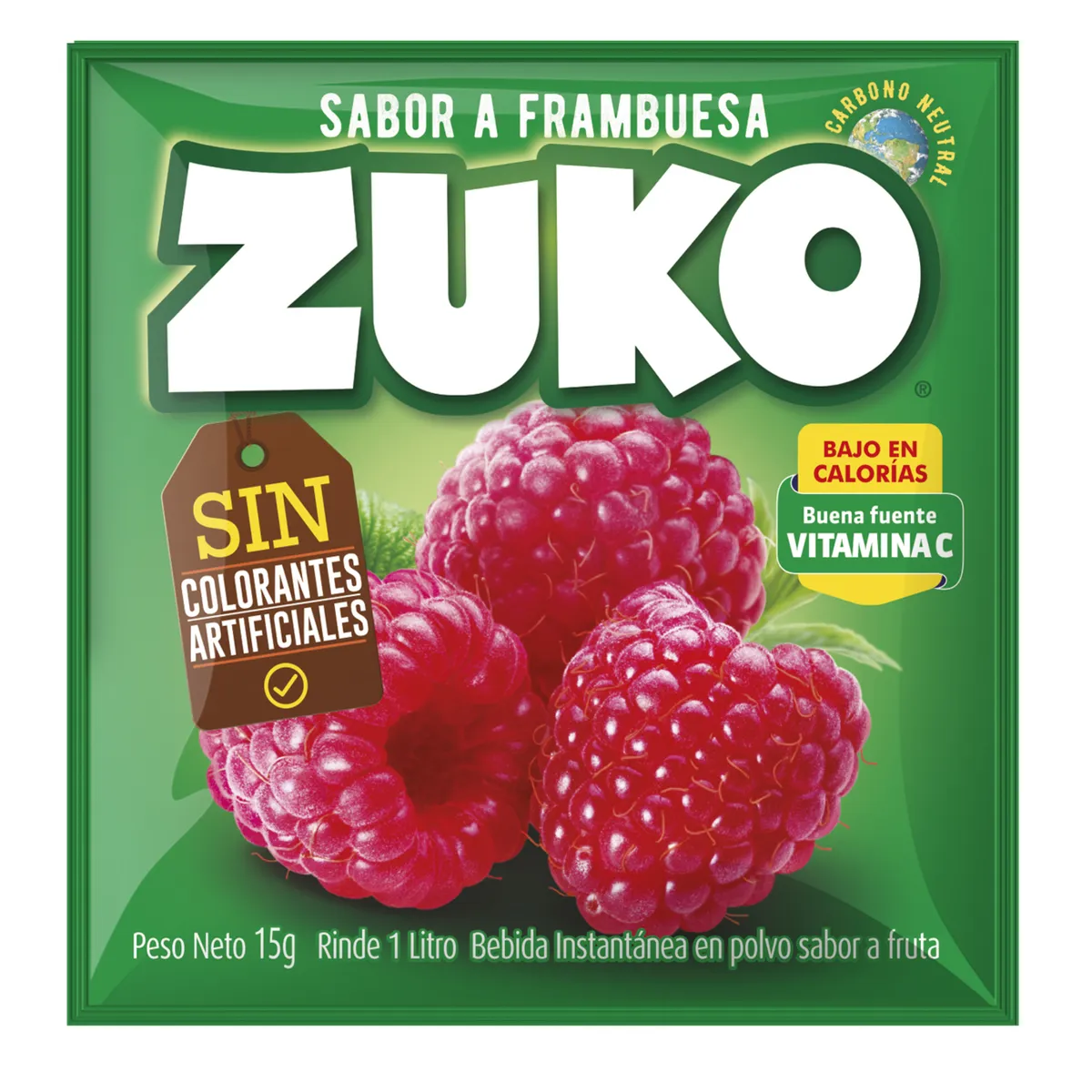 ZUKO - Jugo en Polvo Zuko Frambuesa 15 g