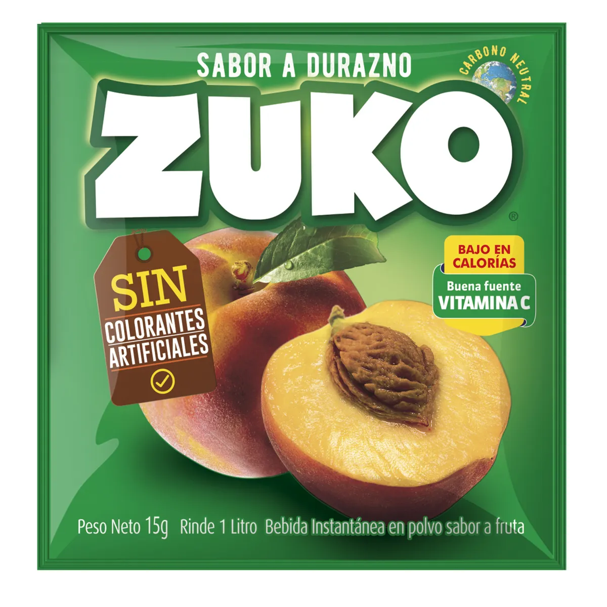 ZUKO - Jugo en Polvo Zuko Durazno 15 g
