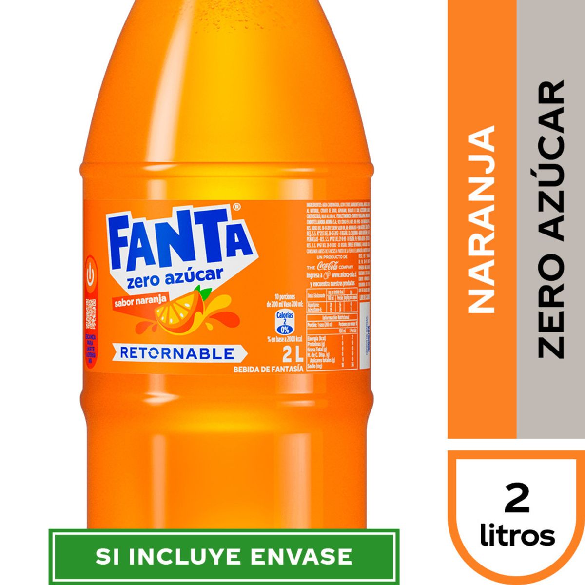 FANTA - Bebida Fanta Zero Azúcar Retornable 2 L