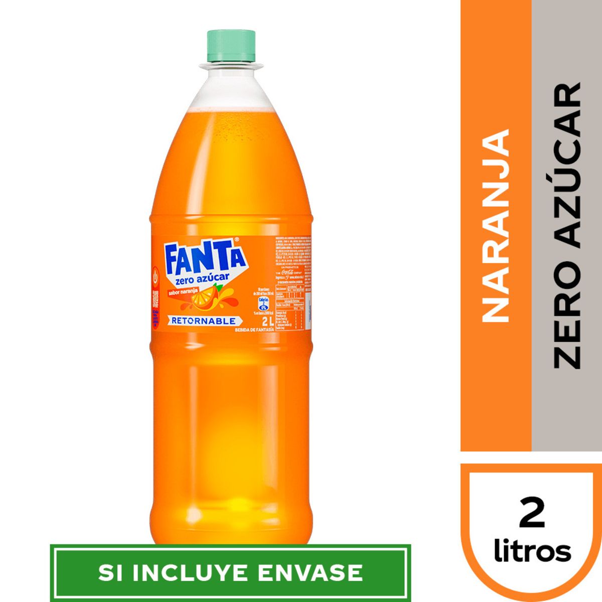 FANTA - Bebida Fanta Zero Azúcar Retornable 2 L