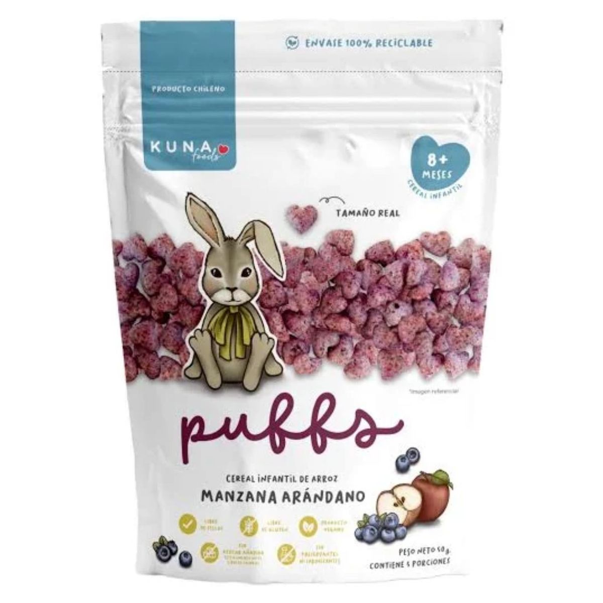 KUNA FOODS - Cereal Infantil Sabor Manzana y Arándanos Kuna Foods 50 g