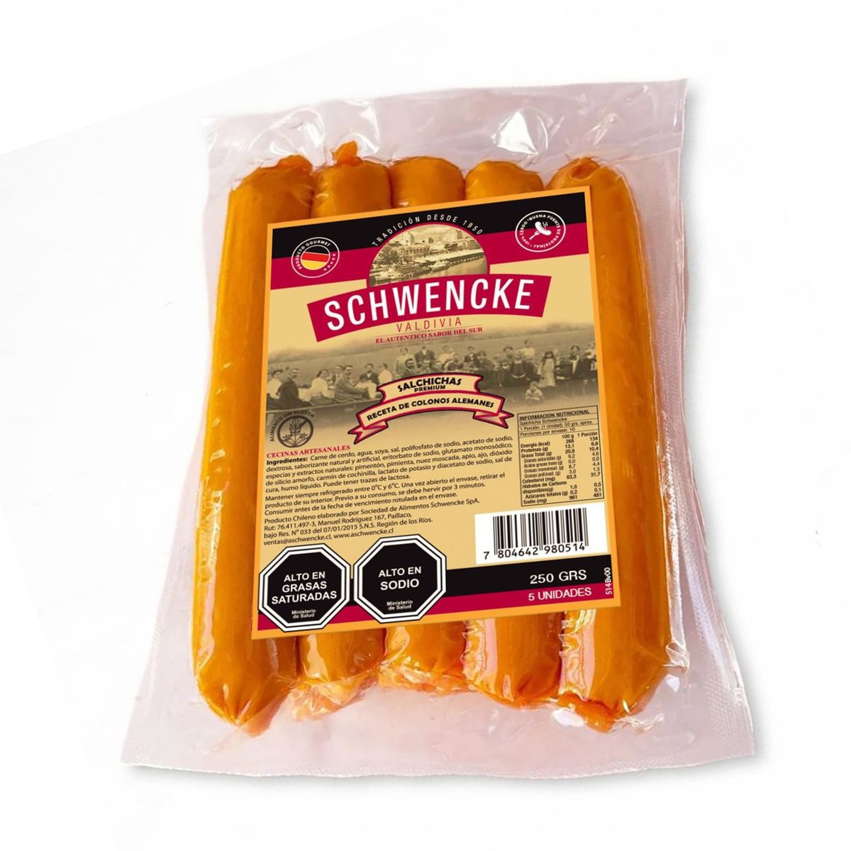 SCHWENCKE - Salchichas Premium Sin Piel Schwencke 5 Un
