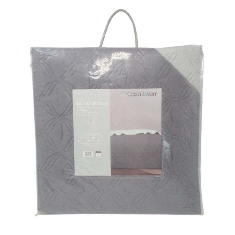 CASA JOVEN - Quilt Mara Gris 1.5 Plaza