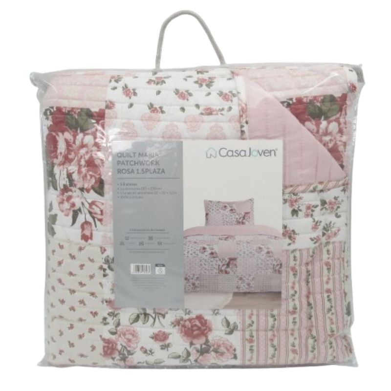 CASA JOVEN - Quilt Maria Patchwork Rosa 1.5 Plaza