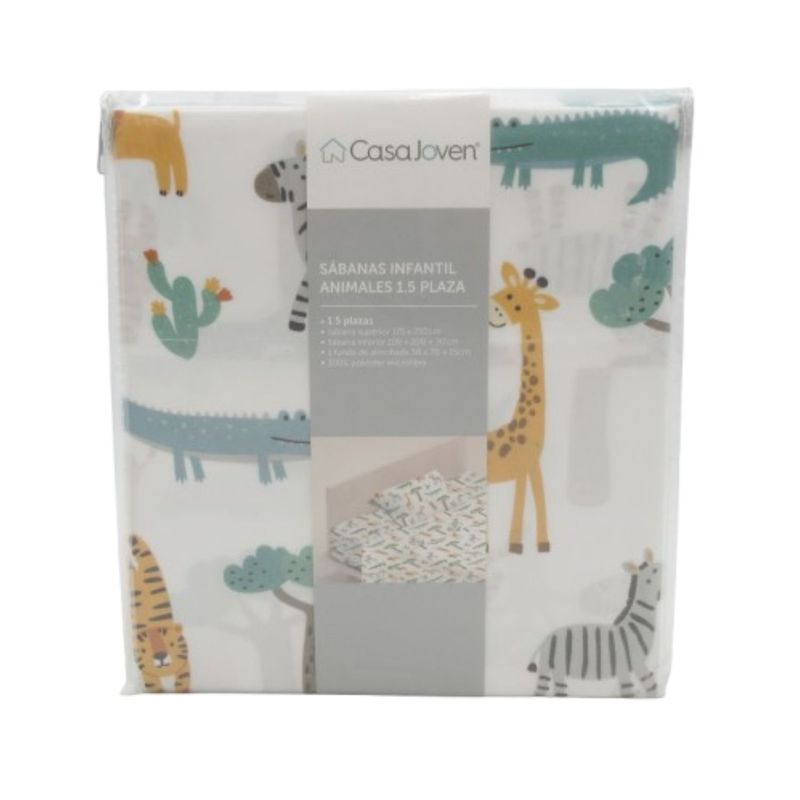 CASA JOVEN - Sabanas Infantil Animales 1.5 Plaza