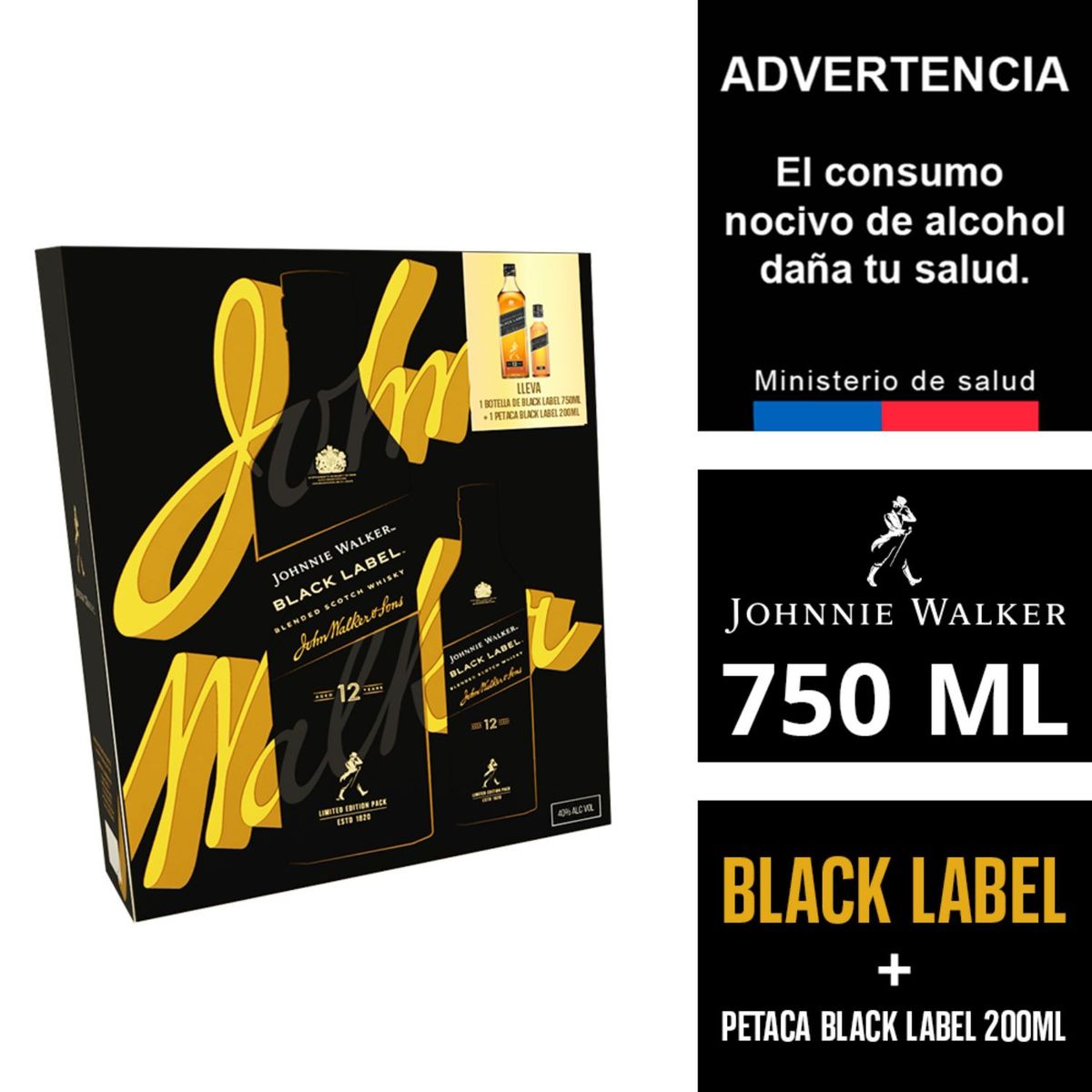 JOHNNIE WALKER - PACK BLACK JOHNNIE WALKER 40G UND