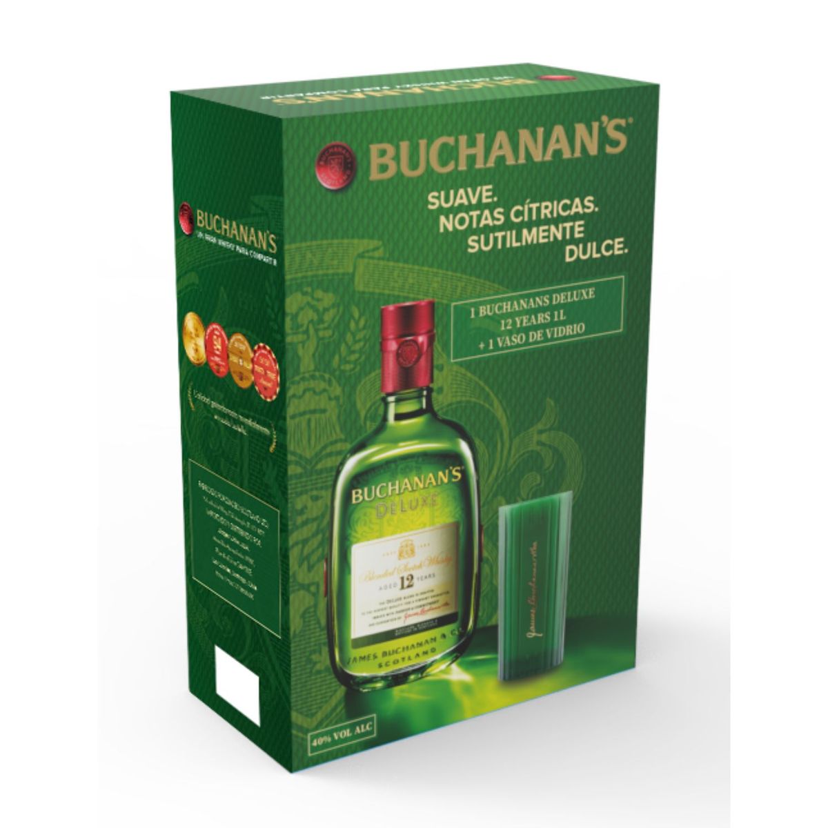 BUCHANANS - Pack Whisky Buchanan's Deluxe 12 Años 40° 750 ml + Vaso Vidrio