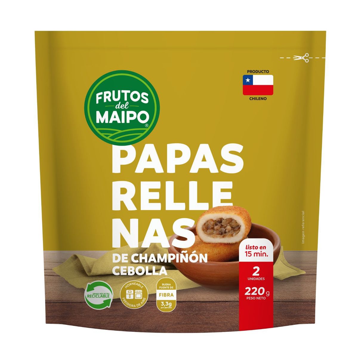 FRUTOS DEL MAIPO - Papas Rellenas Champiñon y Cebollas Congeladas Frutos del Maipo 220 g
