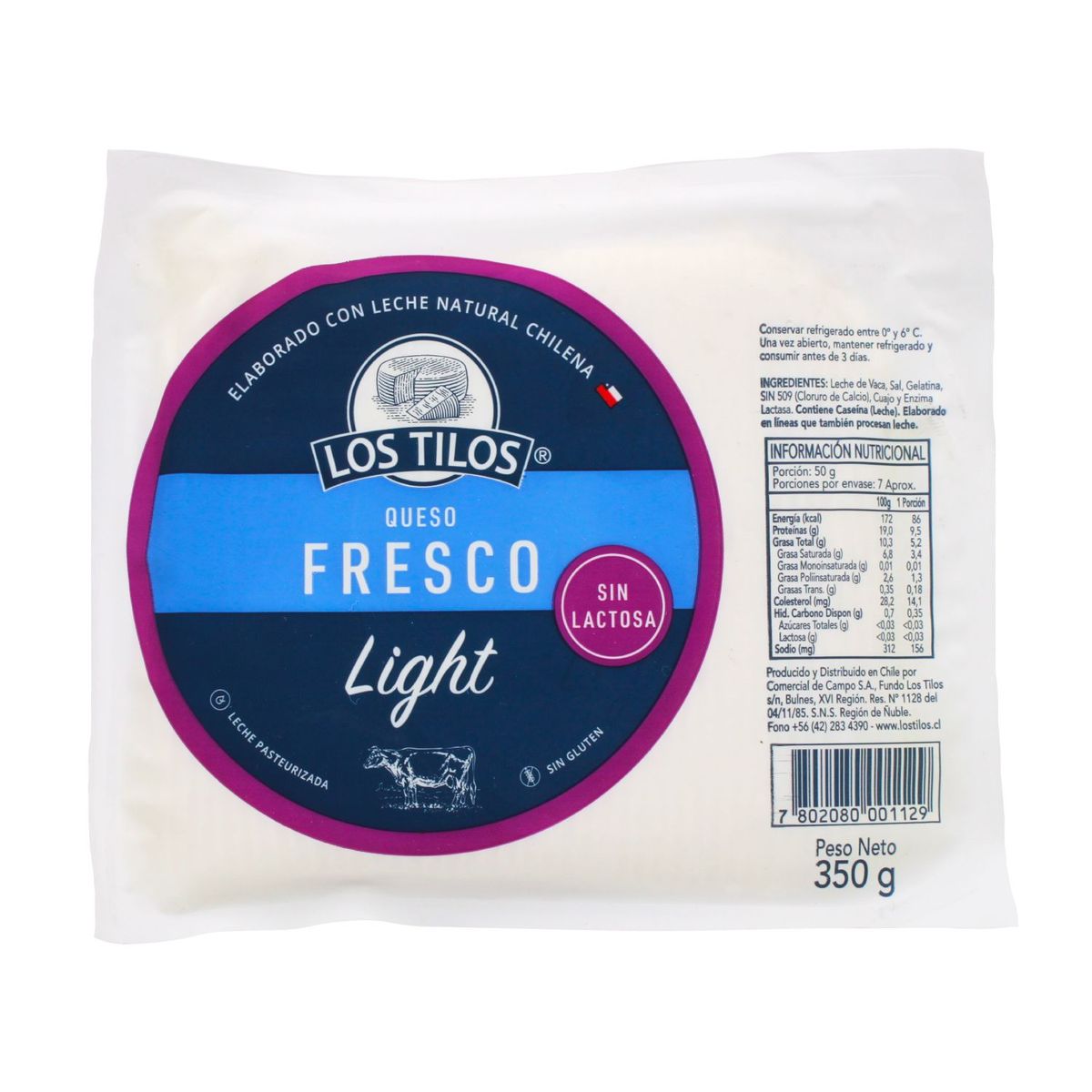 LOS TILOS - Queso Fresco Light Sin Lactosa Los Tilos 350 g