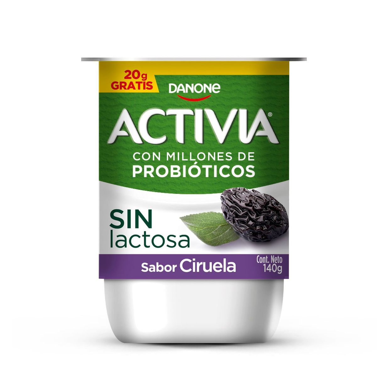 ACTIVIA - Yoghurt con Probióticos Sabor Ciruela Sin Lactosa Activia 140 g