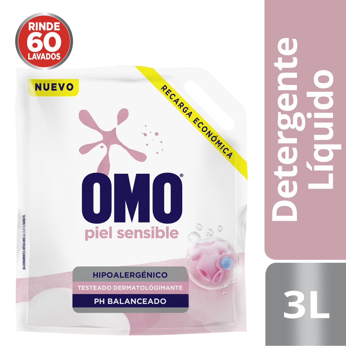 OMO - Detergente Líquido Piel Sensible Recarga Omo 3 lt