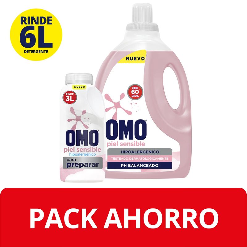OMO - Pack Detergente Omo Hipoalergénico 3 lt + Omo para Preparar 500 ml
