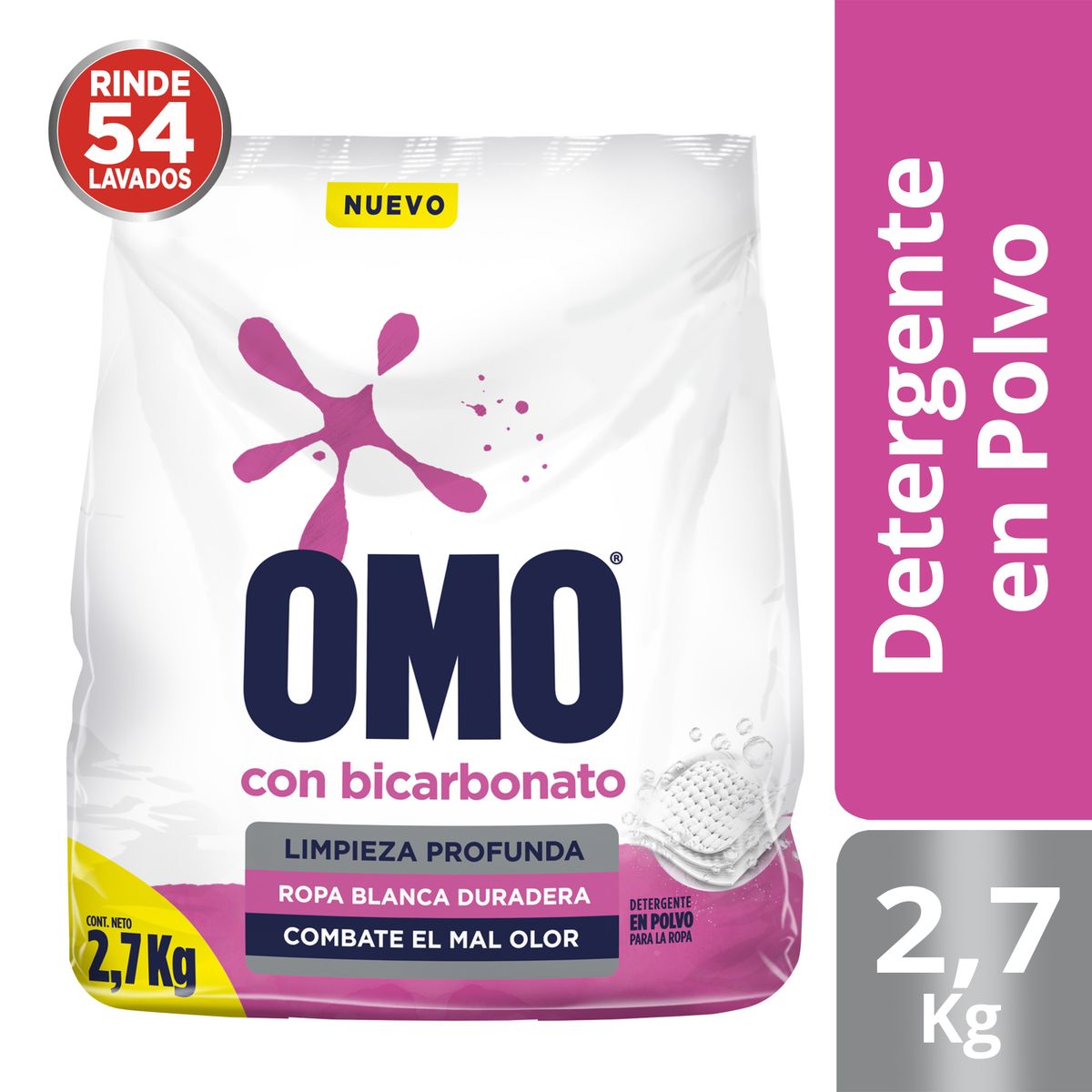 OMO - Detergente en Polvo Bicarbonato Omo 2.7 kg