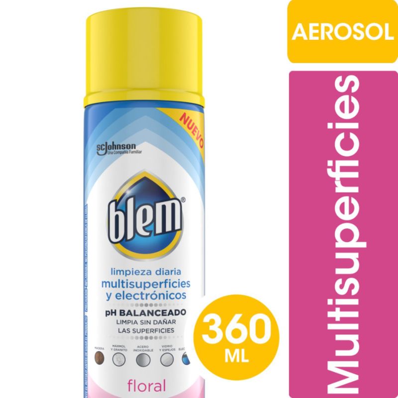 BLEM - Limpiador Aerosol Multisuperficies y Electrónicos Floral Blem 350 ml