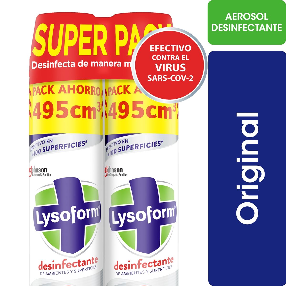 LYSOFORM - Pack Desinfectante Aerosol de Ambientes Lysoform Original 2 x 495 ml