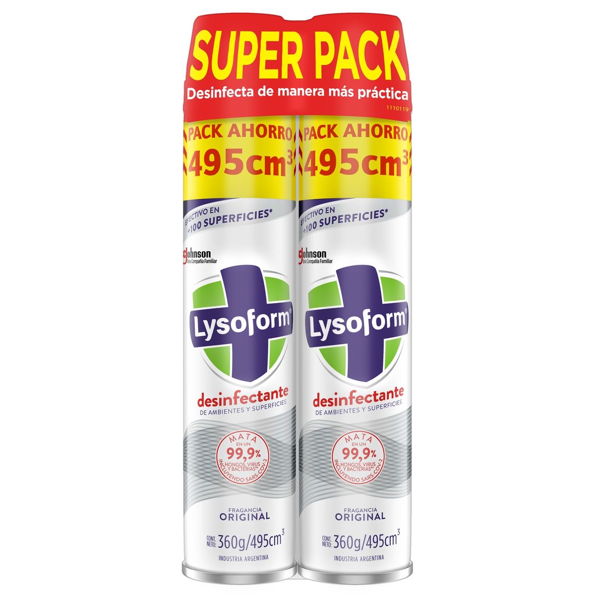 LYSOFORM - Pack Desinfectante Aerosol de Ambientes Lysoform Original 2 x 495 ml