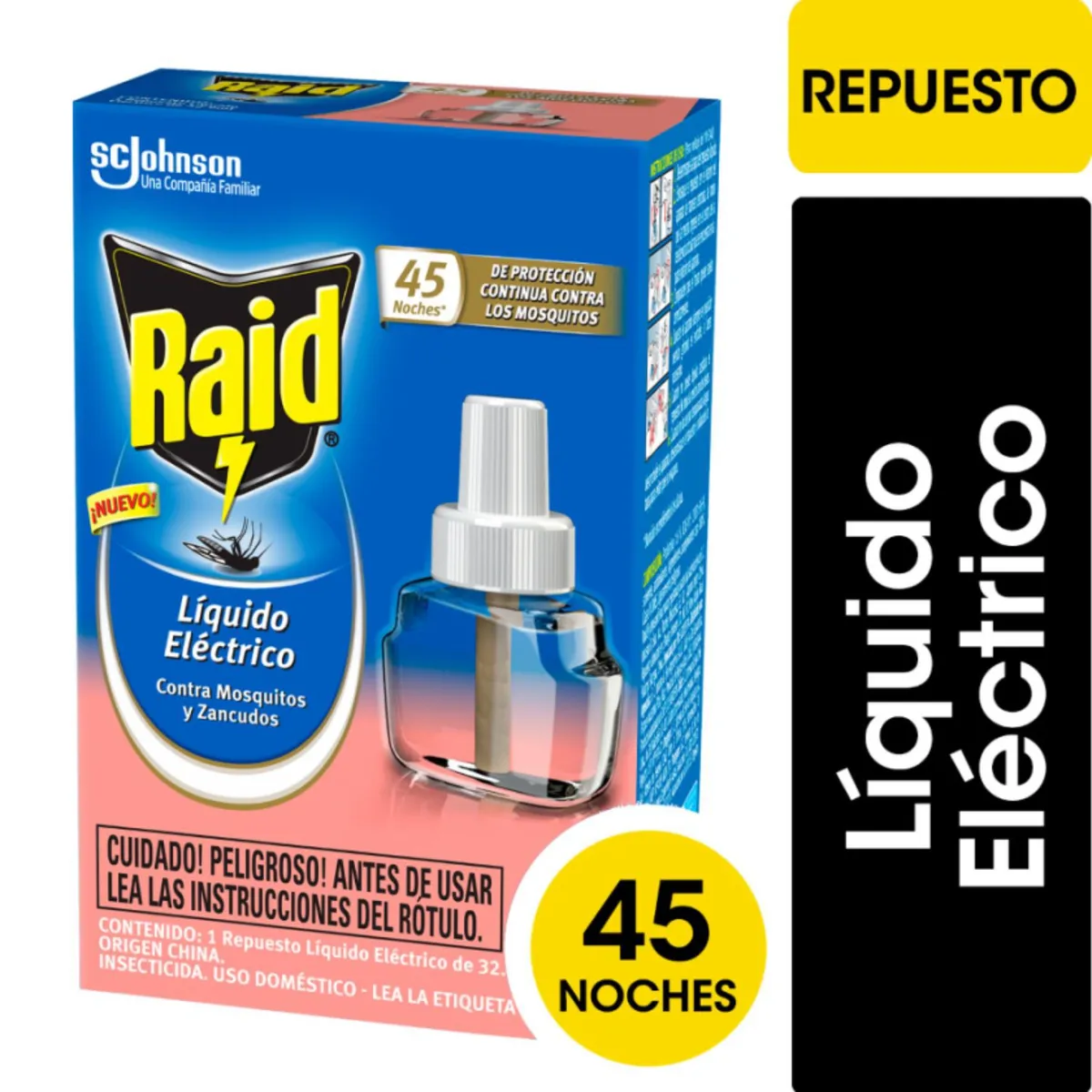 RAID - Insecticida Líquido Eléctrico Repuesto Contra Mosquitos y Zancudos Raid 32.9 ml