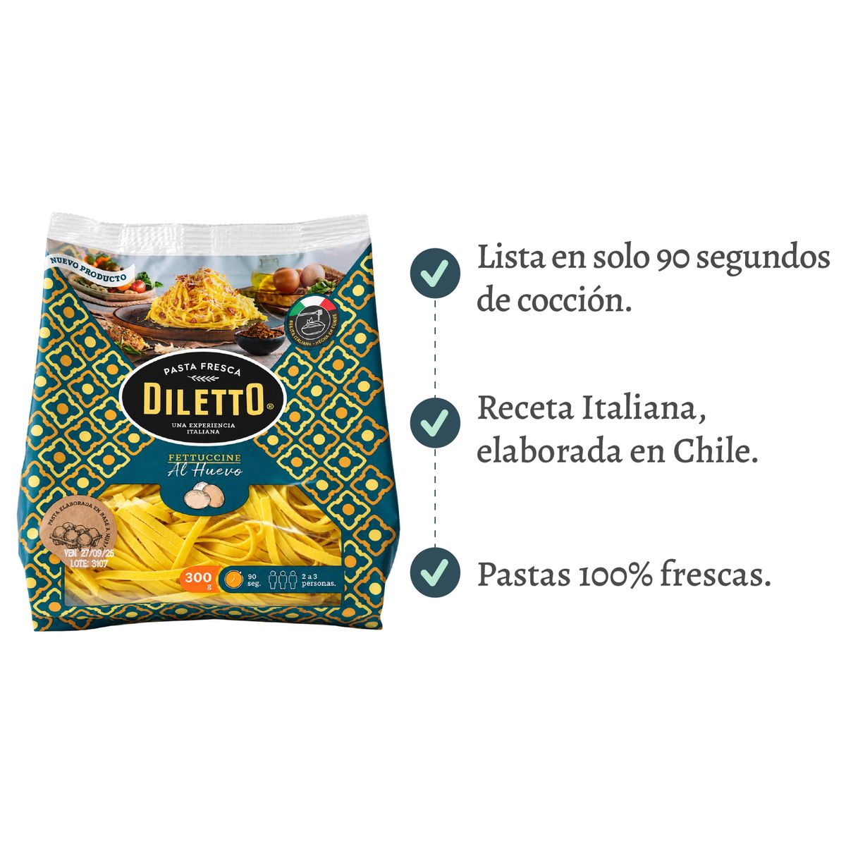 DILETTO - Pasta Fettuccine al Huevo Diletto 300 g