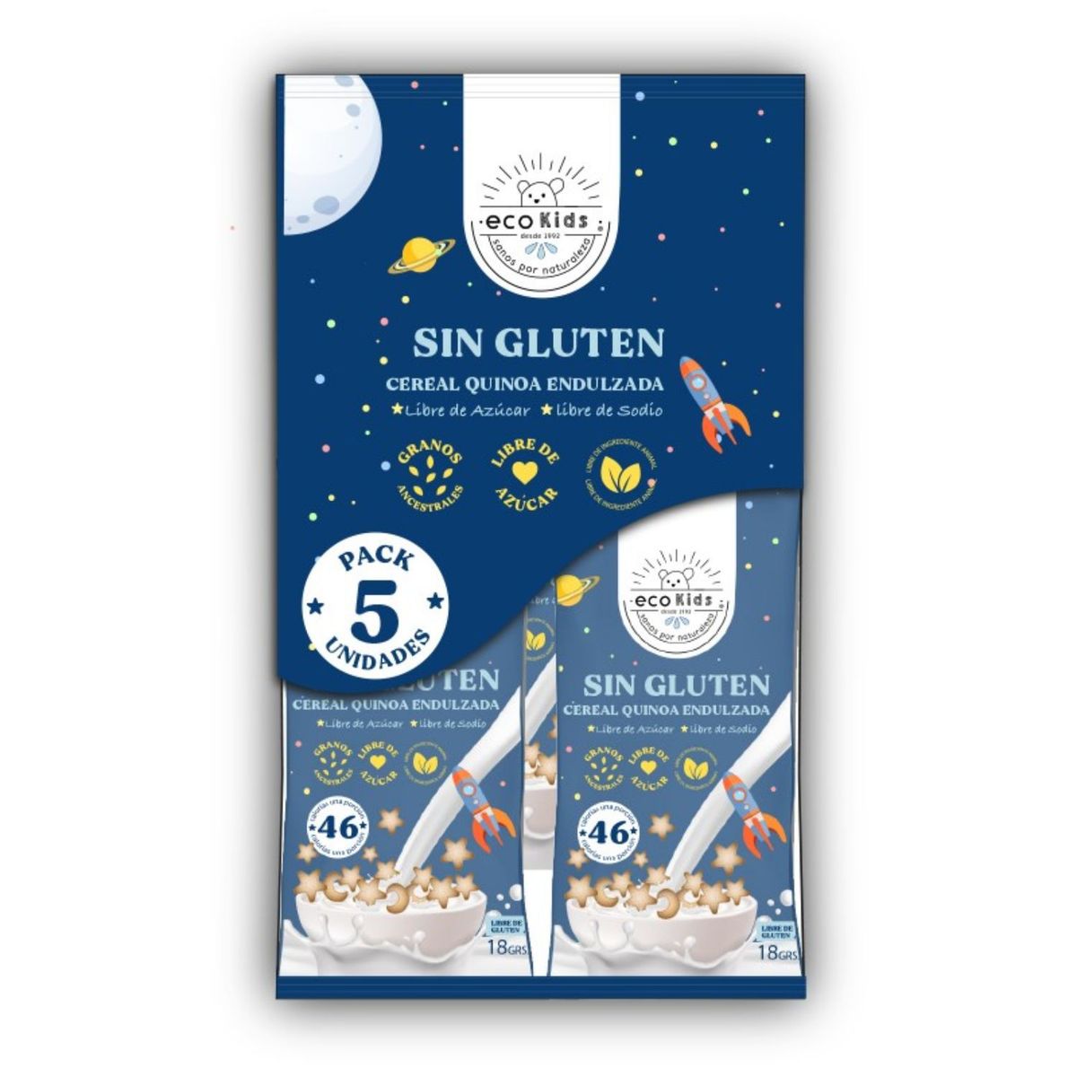 ECOVIDA - Pack Cereal Endulzado Sin Gluten Ecovida 5 x 18 g