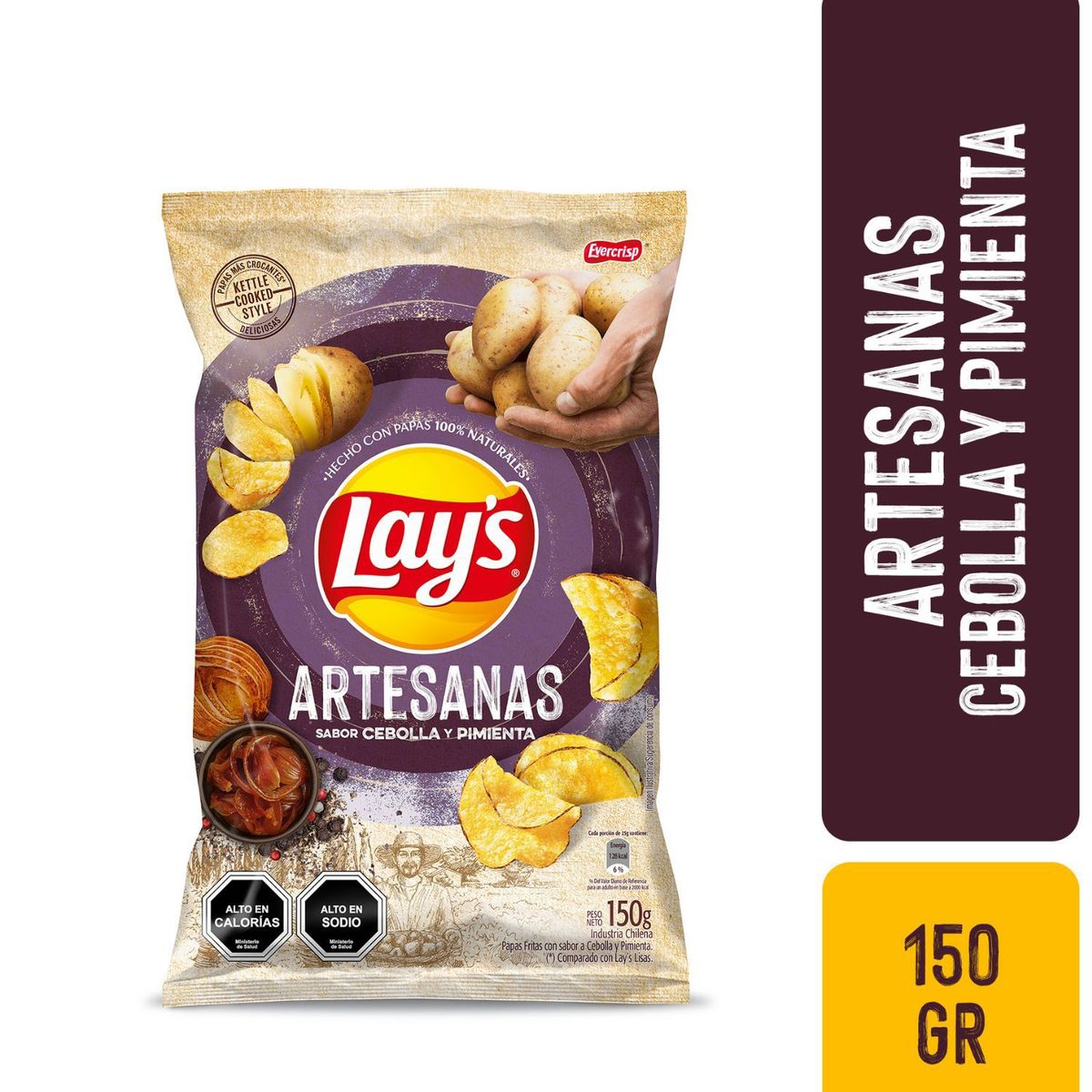 LAYS - Papas Fritas Artesanas Sabor Cebolla y Pimienta Lays 150 g