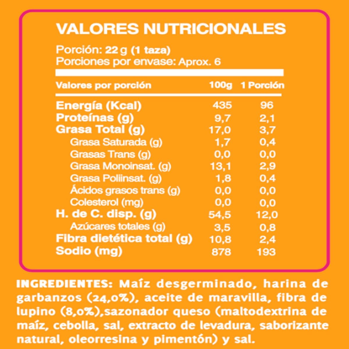 PURISNACKS - Puri Ramitas Garbanzo Sabor Queso 125 g