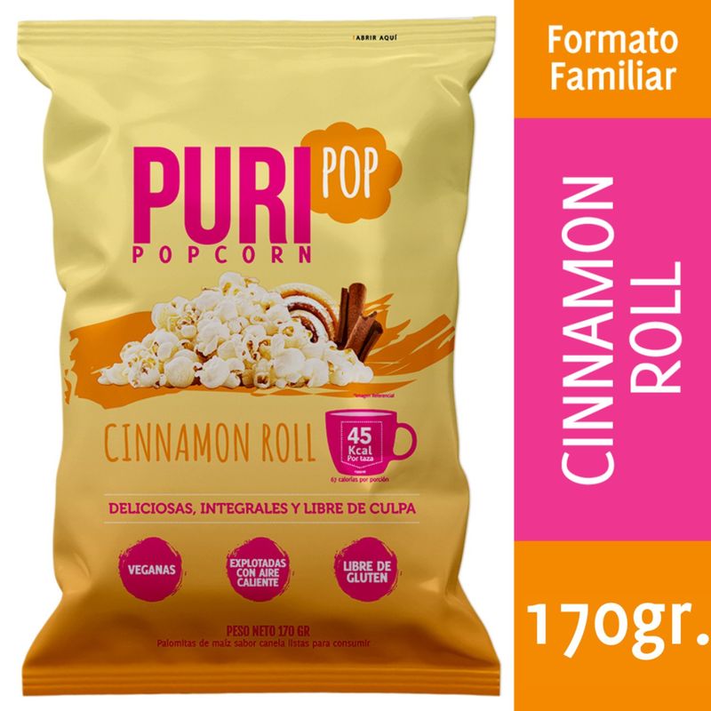 PURISNACKS - Puripop Popcorn Sabor Cinnamon Roll 170 g