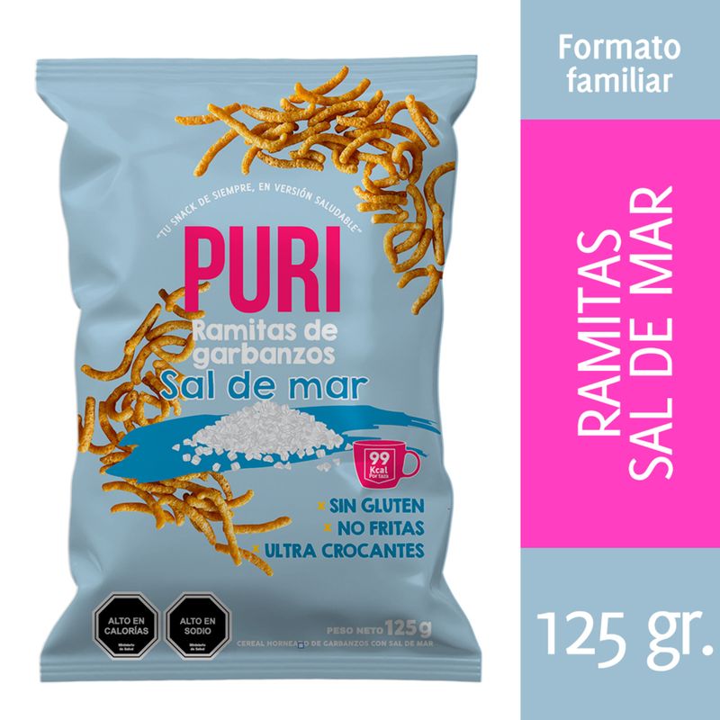 PURISNACKS - Puri Ramitas de Garbanzos Sal de Mar 125 g