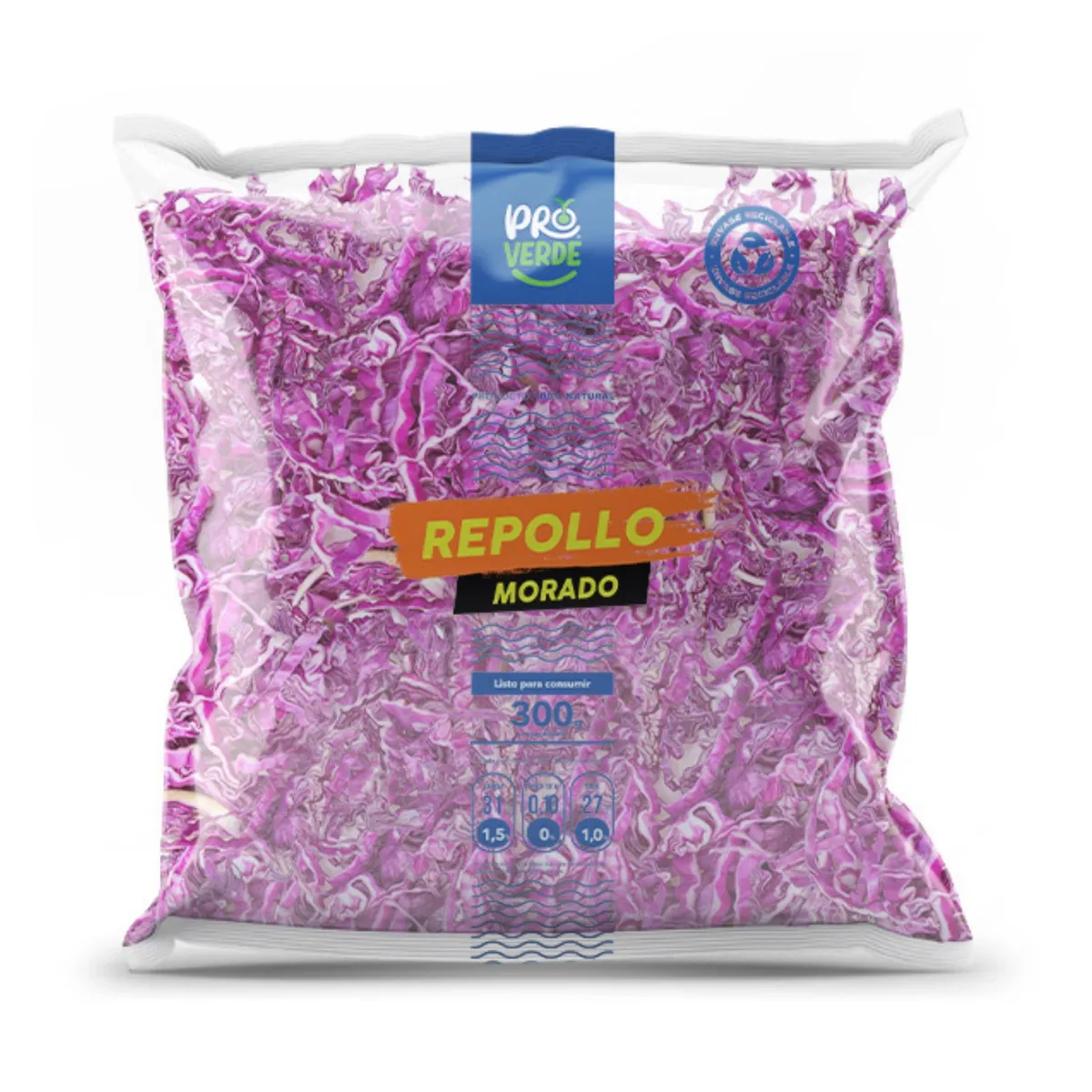 PROVERDE - Ensalada Repollo Morado en Bolsa 300 g