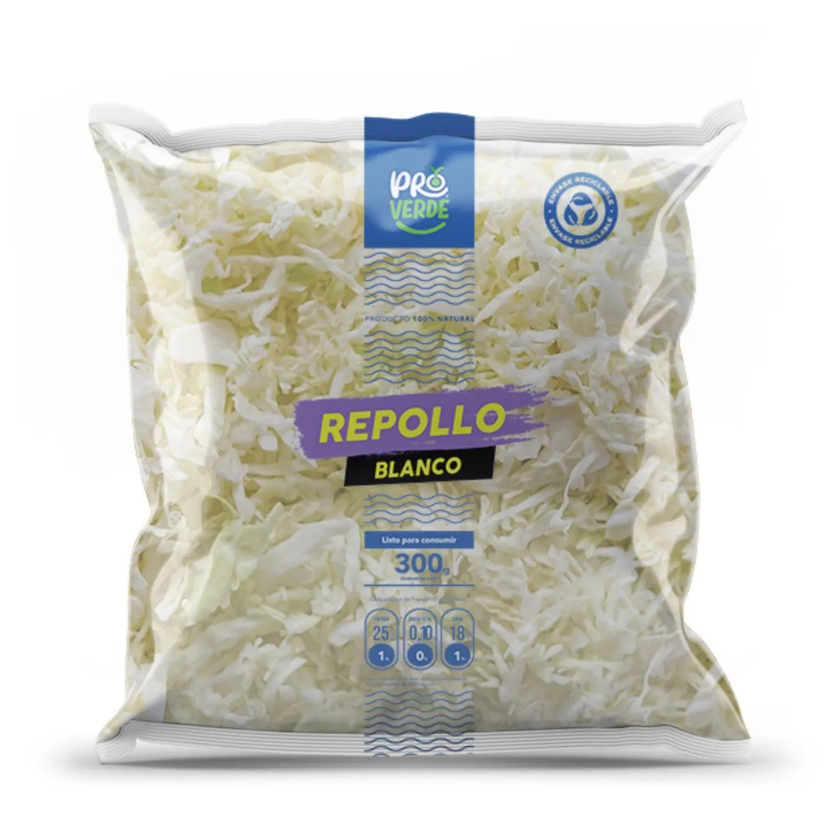 PROVERDE - Ensalada Repollo Blanco en Bolsa 300 g