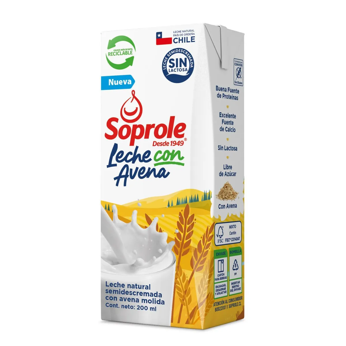 SOPROLE - Leche Semidescremada con Avena Soprole 200 ml