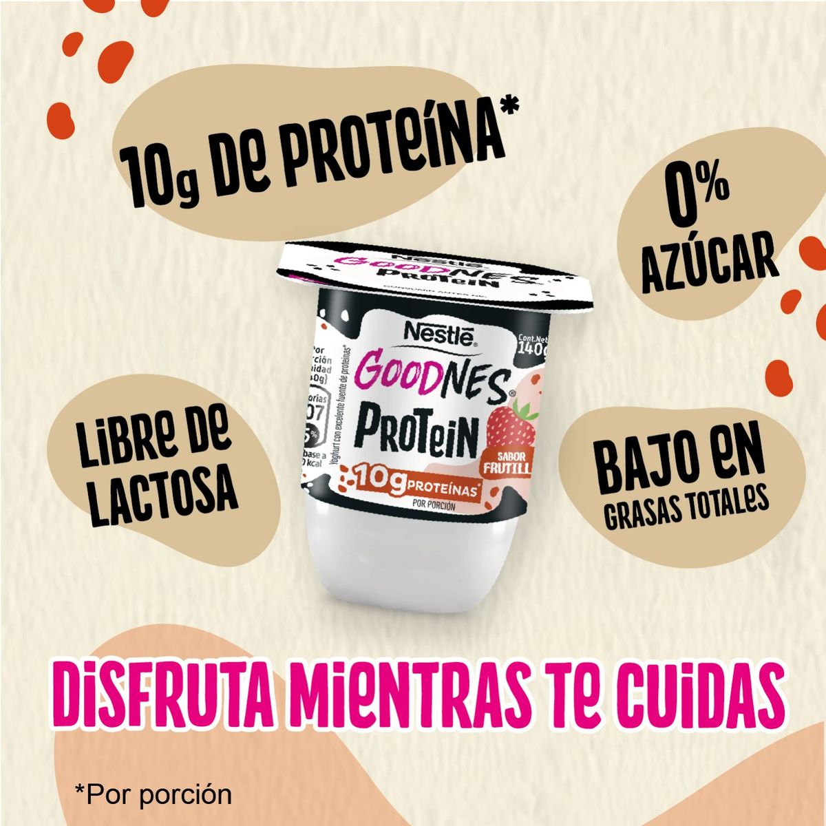 NESTLE - Yoghurt Goodnes Protein Sabor Frutilla Nestlé 140 gr
