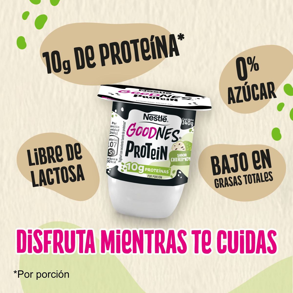 NESTLE - Yoghurt Goodnes Protein Sabor Chirimoya Nestle 140 g