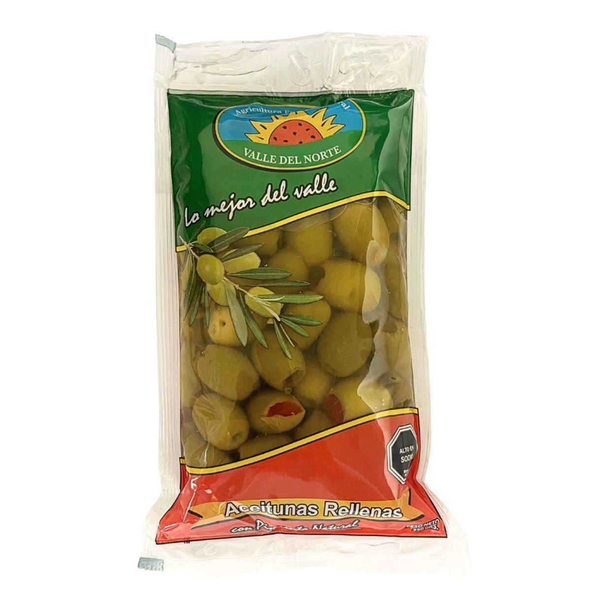 VALLE DEL NORTE - Aceitunas Verdes Rellenas de Pimentón Valle del Norte 350 g